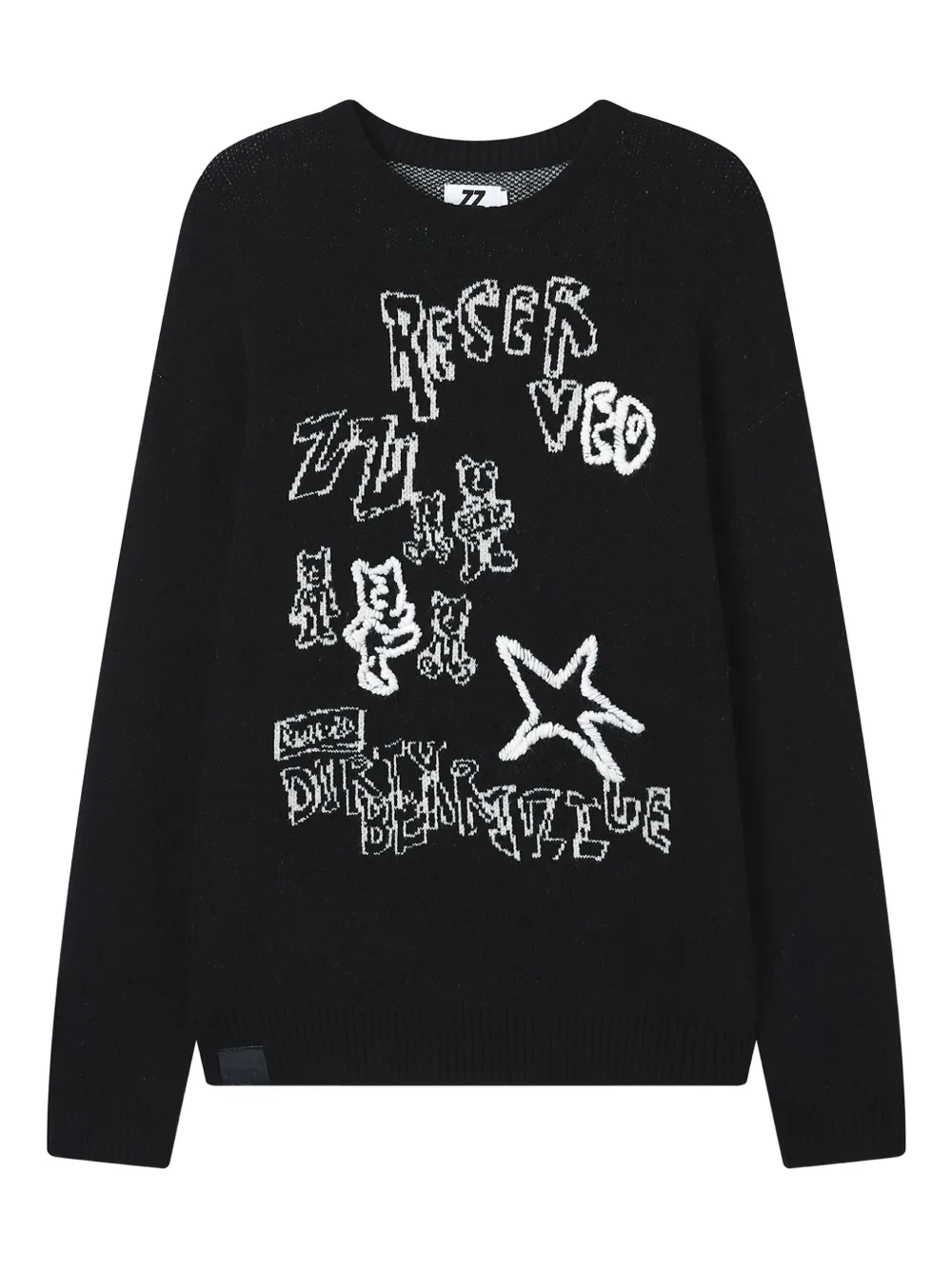 Izzue Graphic-print Crew-neck Sweater In Black