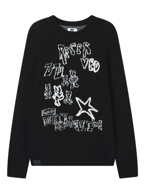 izzue graphic-print crew-neck sweater