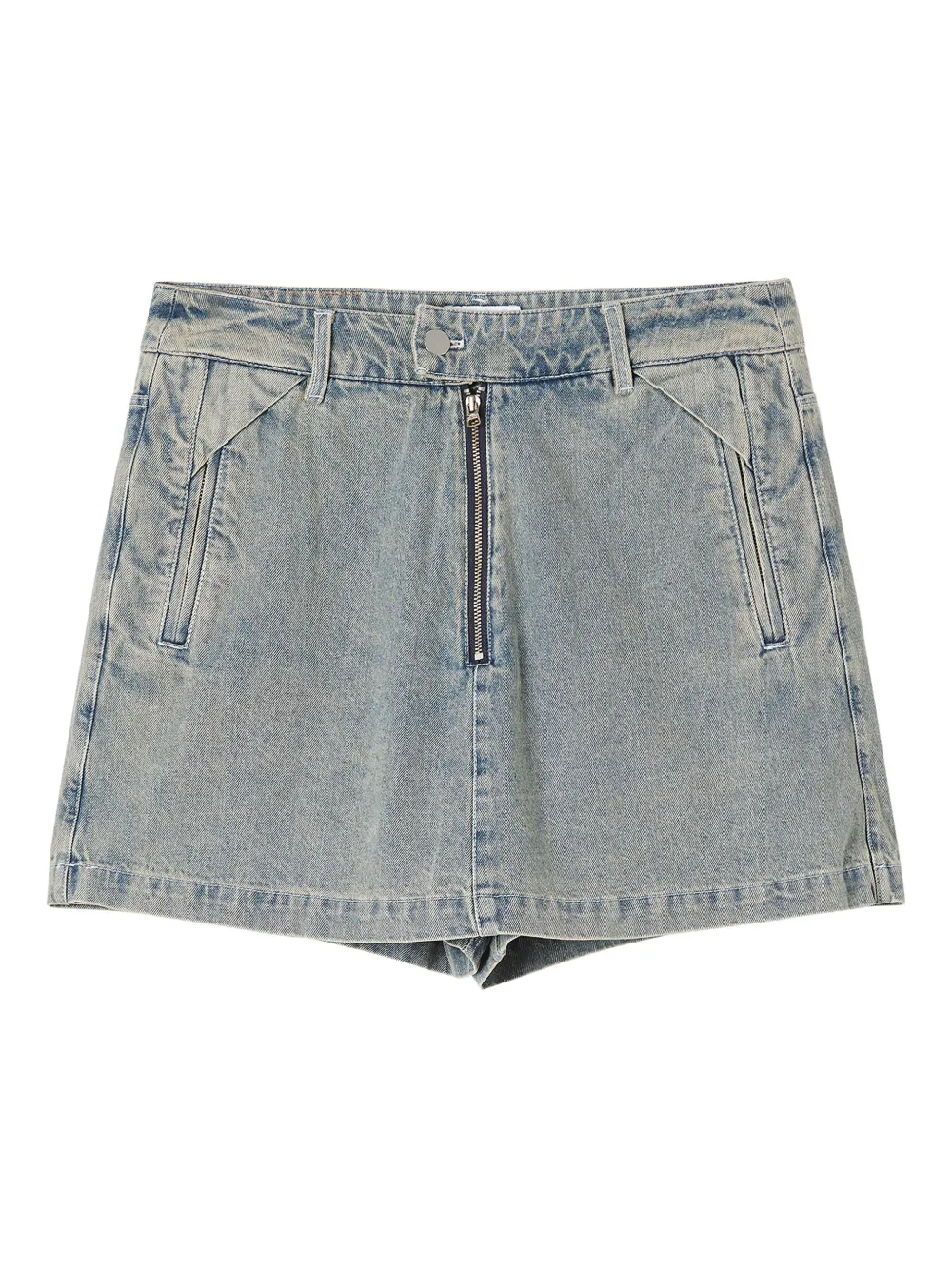 izzue embroidered zip-front denim shorts | Blue | Image 1