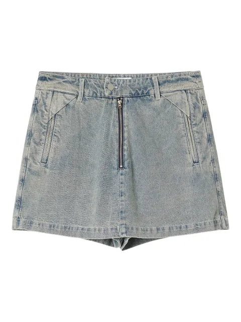 izzue embroidered zip-front denim shorts