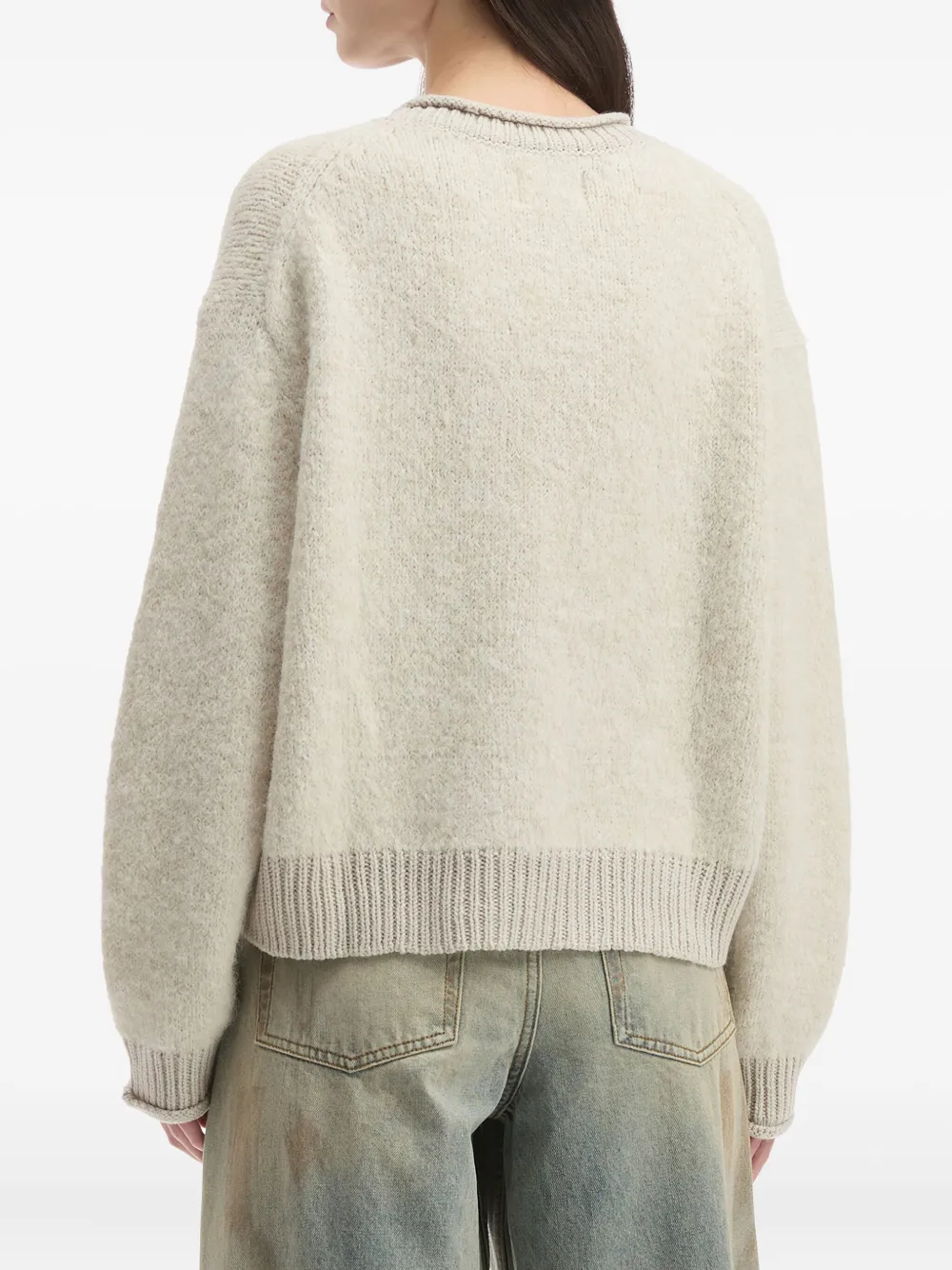 Izzue Ribbed-cuff Crew-neck Sweater In Neutral
