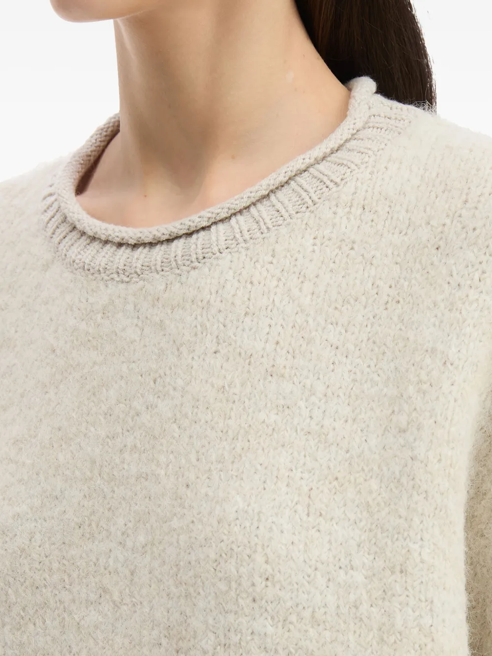 Izzue Ribbed-cuff Crew-neck Sweater In Neutral