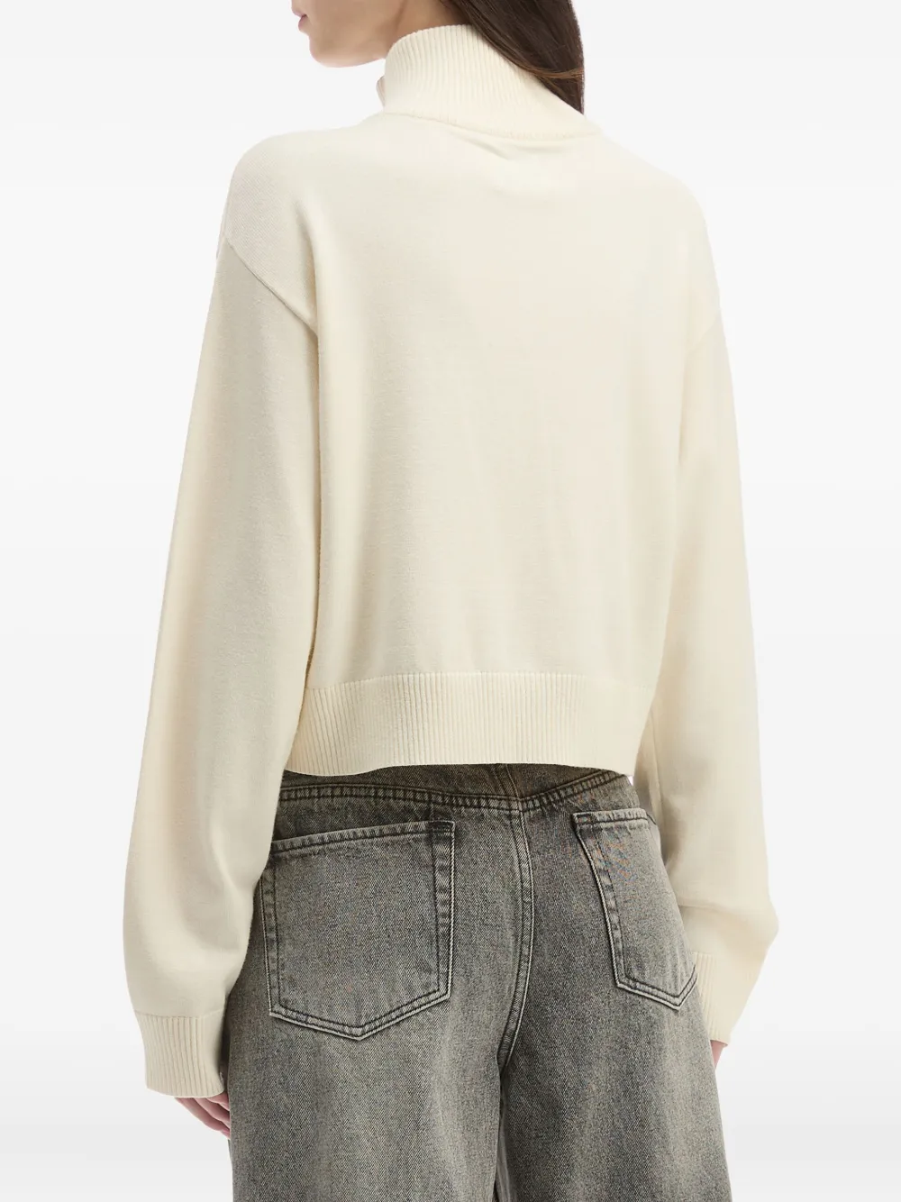 Izzue Cat-embroidered Half-zip Sweater In Neutral