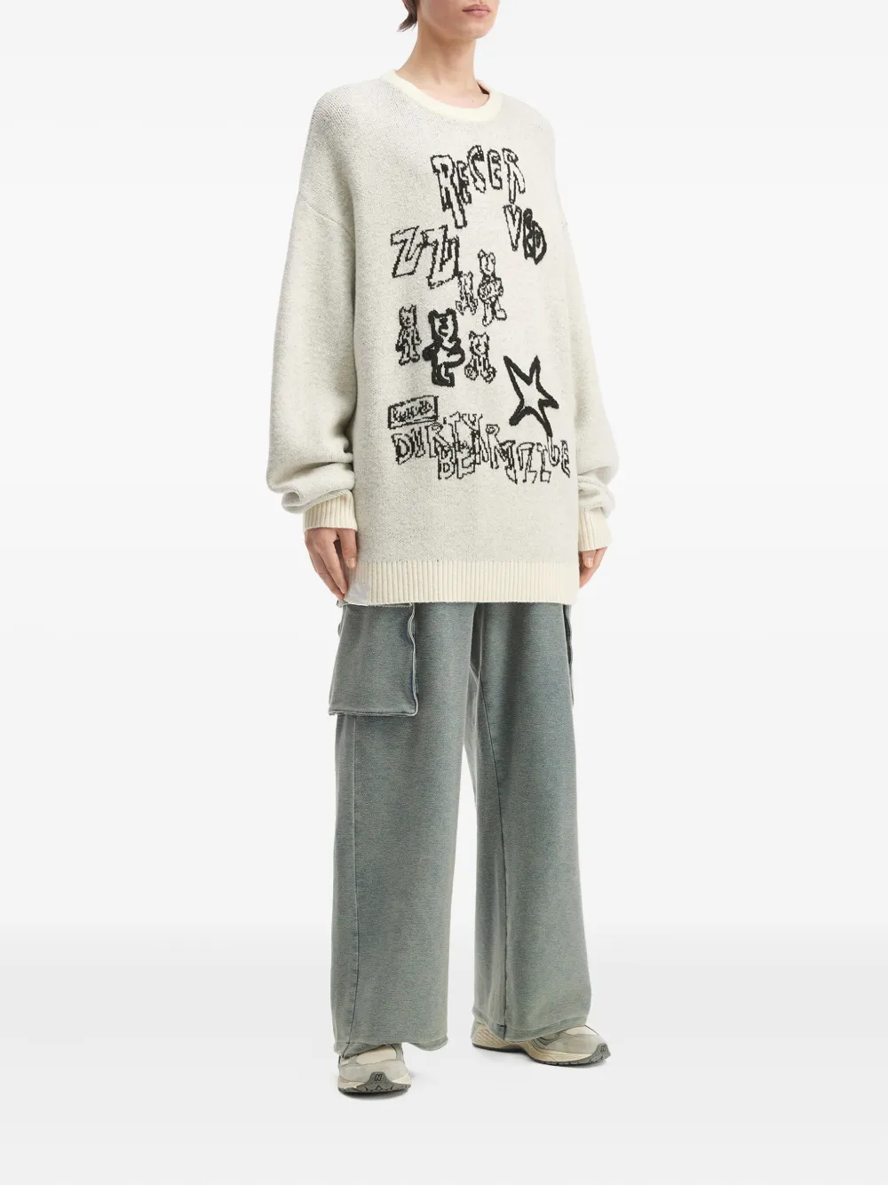 Izzue Graphic-print Crew-neck Sweater In Neutral