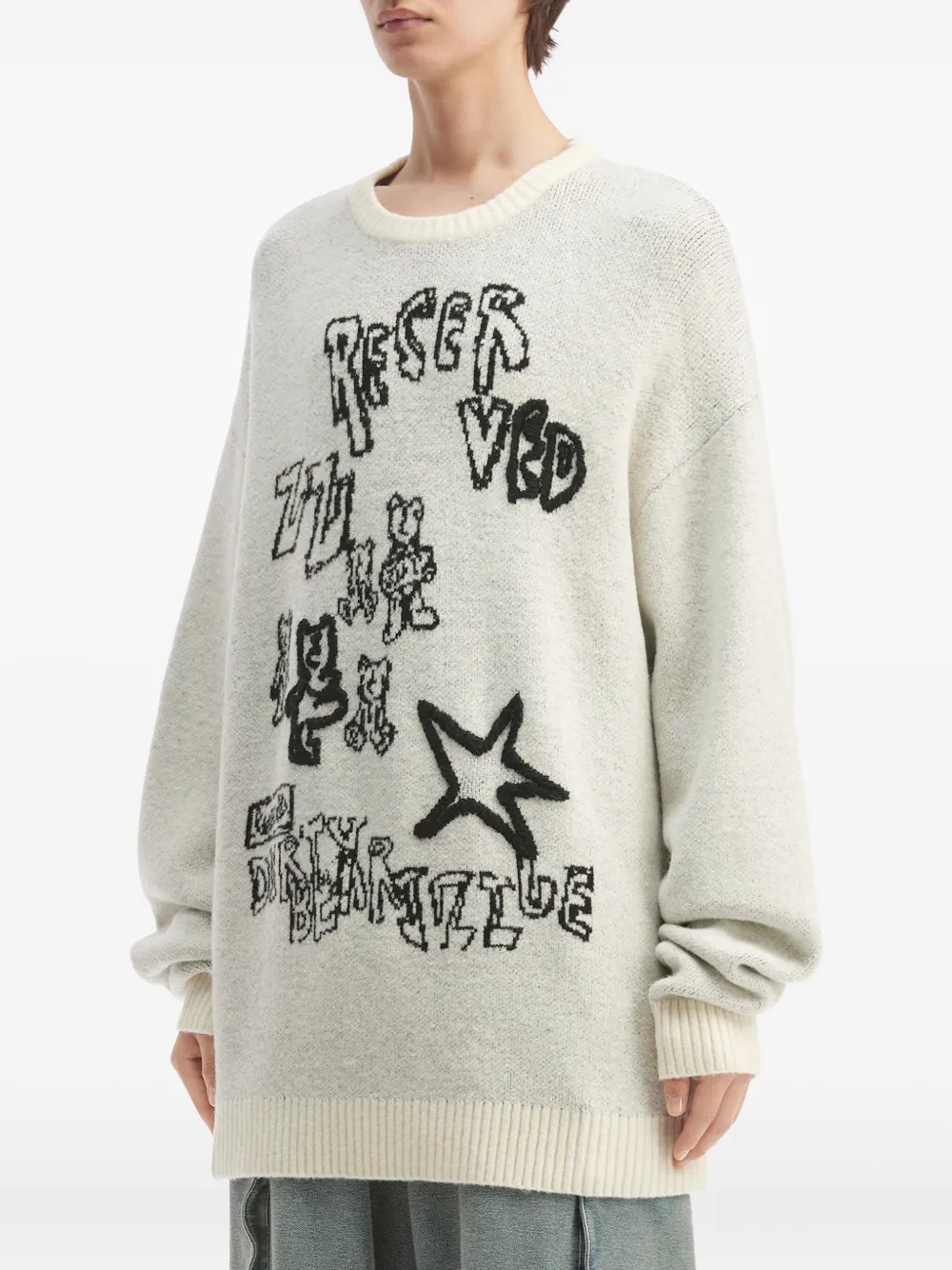 Izzue Graphic-print Crew-neck Sweater In Neutral