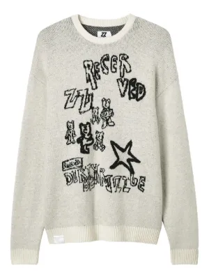 PS Paul Smith Cow Jacquard Panelled Sweater | Grey | FARFETCH
