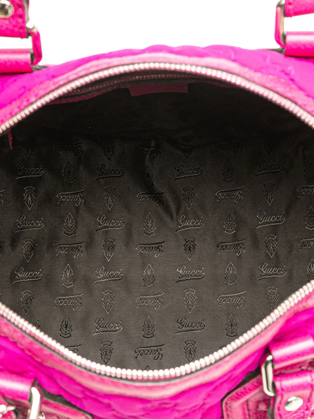 Pre-owned Gucci 2000-2015 Medium Ssima Neoprene Techno Tag Boston Bag In Pink