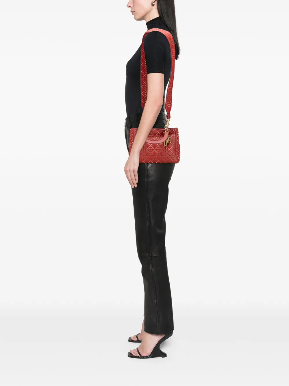 Christian Dior Pre-Owned 2017 Medium Lambskin Cannage Studded Supple Lady Dior satchel | Pre-Owned | Image 2