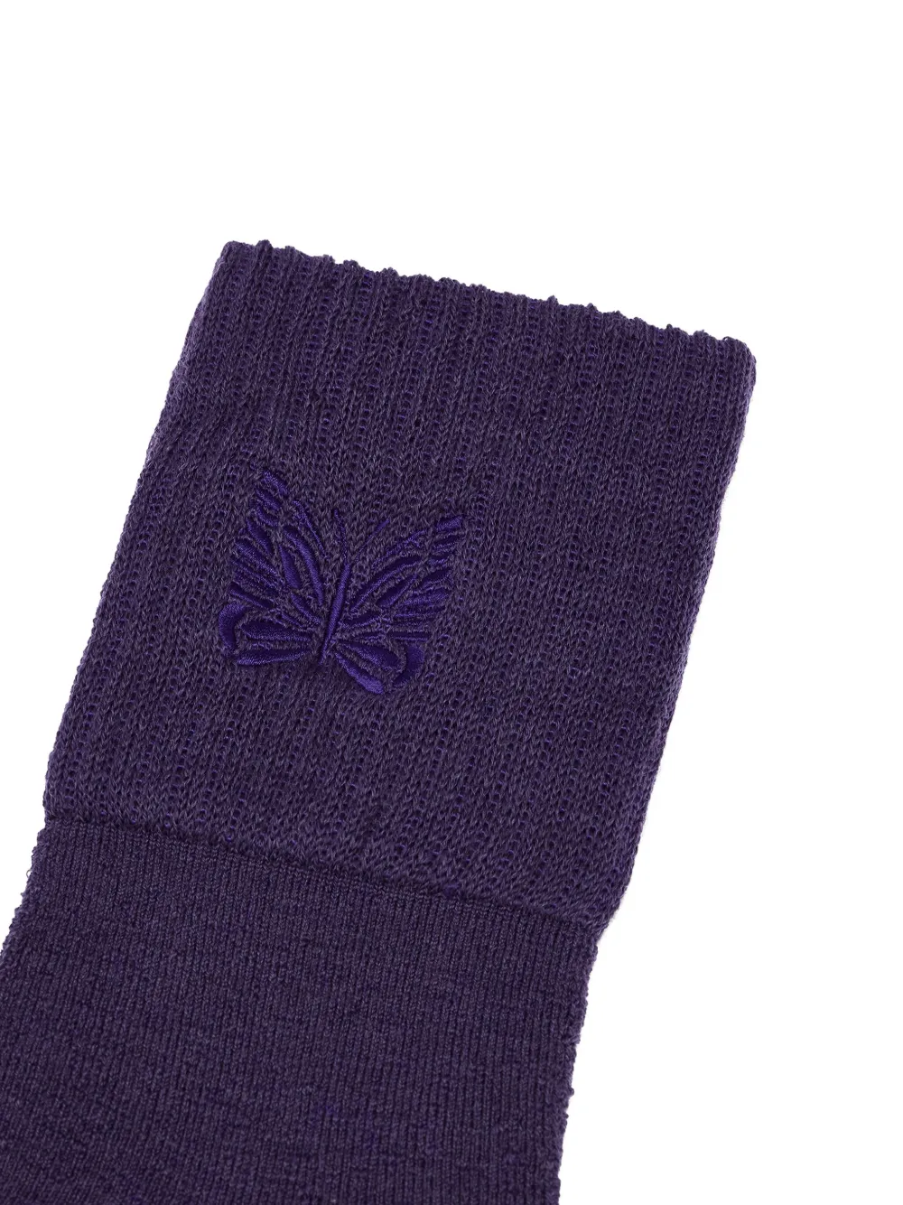 Needles Butterfly Embroidered Wool Socks In Blue