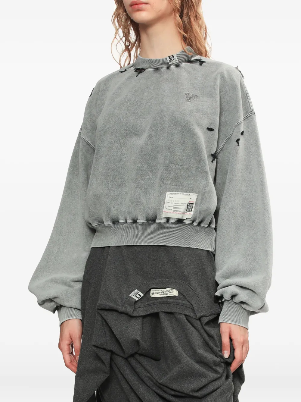 Maison MIHARA YASUHIRO Gerafelde sweater Grijs