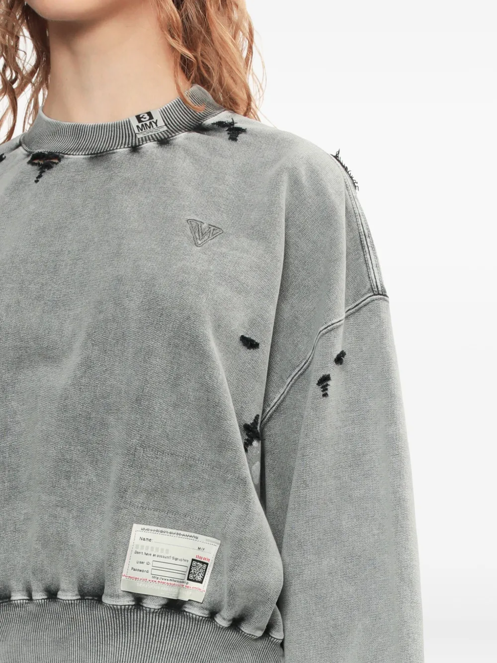 Maison MIHARA YASUHIRO Gerafelde sweater Grijs