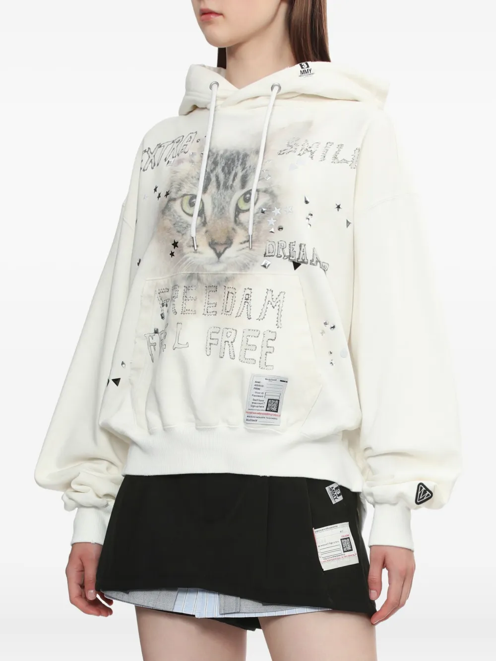 Miharayasuhiro Graphic-print Embellished Hoodie In Gray