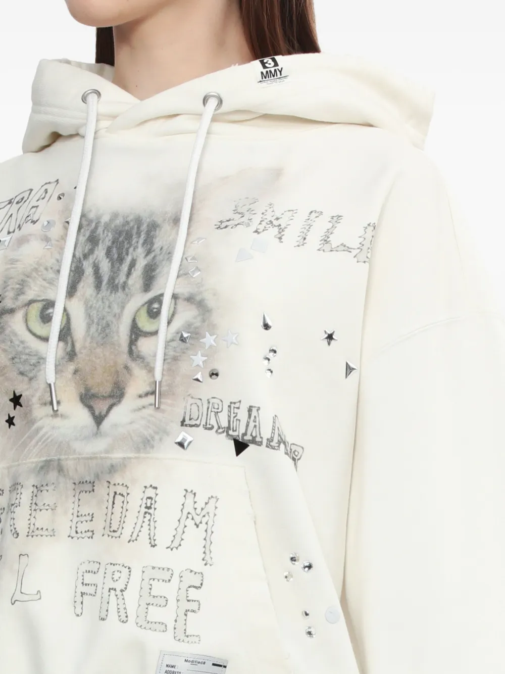 Miharayasuhiro Graphic-print Embellished Hoodie In Gray