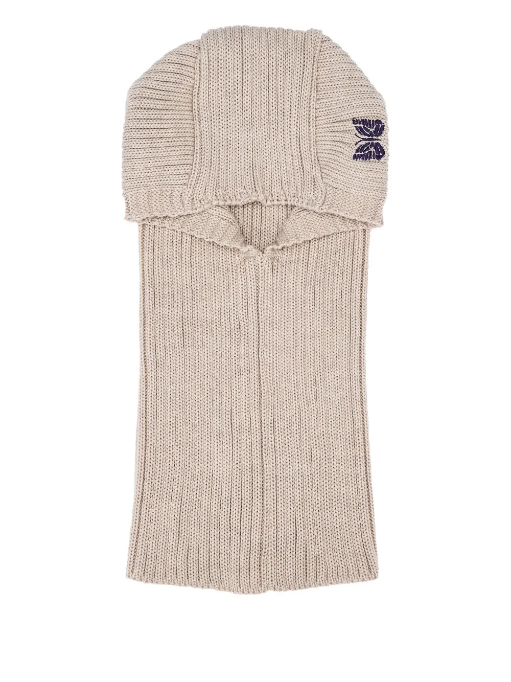 Needles Embroidered-butterfly Rib-knit Balaclava In Neutral