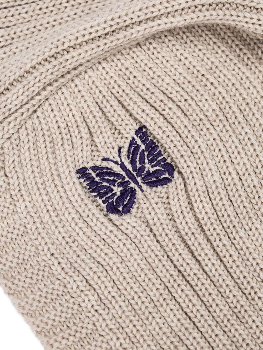 Needles Embroidered-butterfly Rib-knit Balaclava In Neutral