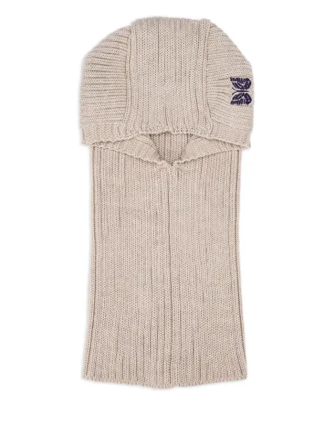 Needles embroidered-butterfly rib-knit balaclava