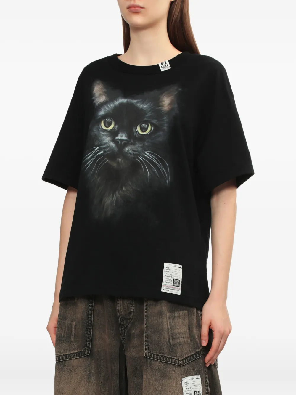Maison MIHARA YASUHIRO T-shirt met kattenprint Zwart