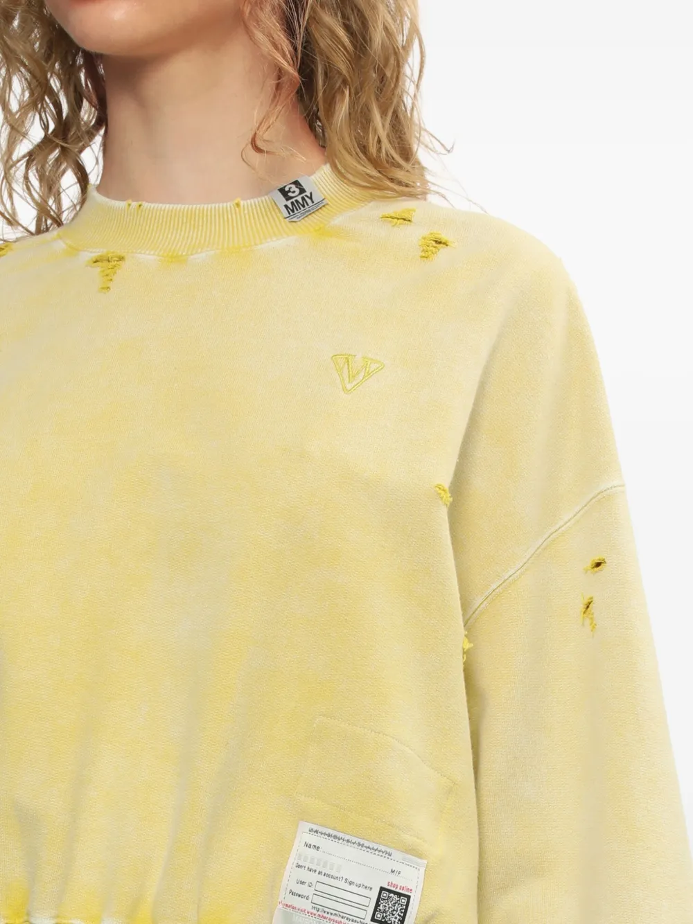 Miharayasuhiro Distressed Long-sleeved Sweatshirt In Yellow