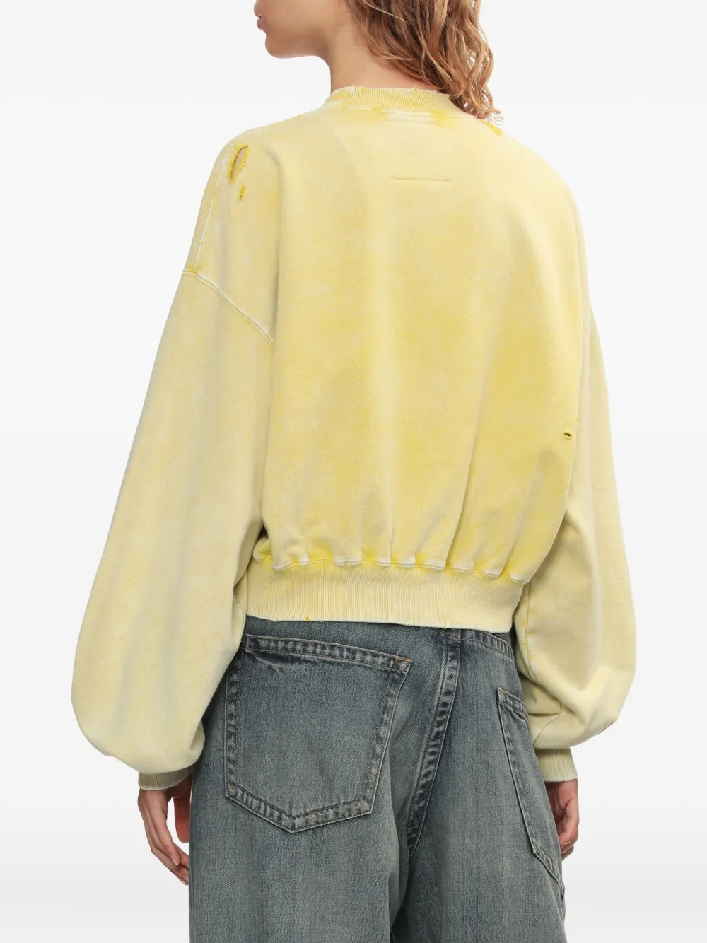 Miharayasuhiro Distressed Long-sleeved Sweatshirt In Yellow