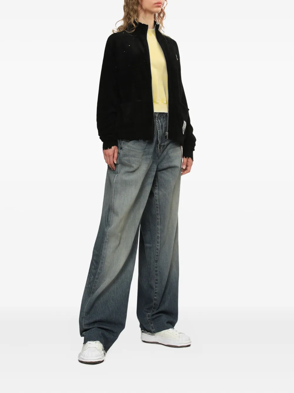 Miharayasuhiro Distressed Long-sleeved Sweatshirt In Yellow