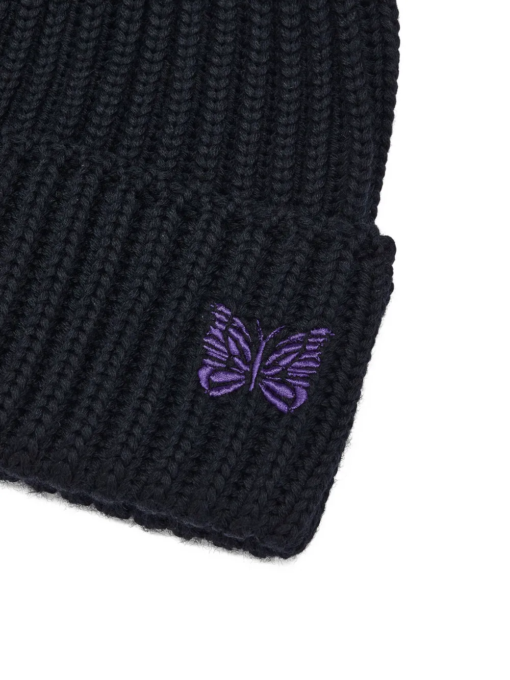 Needles Ribbed Butterfly Beanie In Black