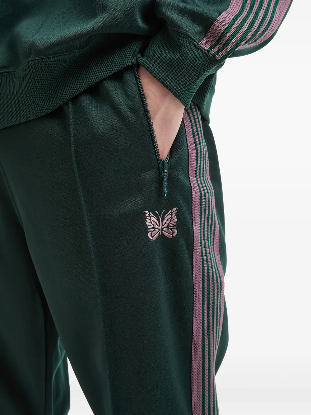 Needles Joggingbroek met zijstreep en vlinder Groen
