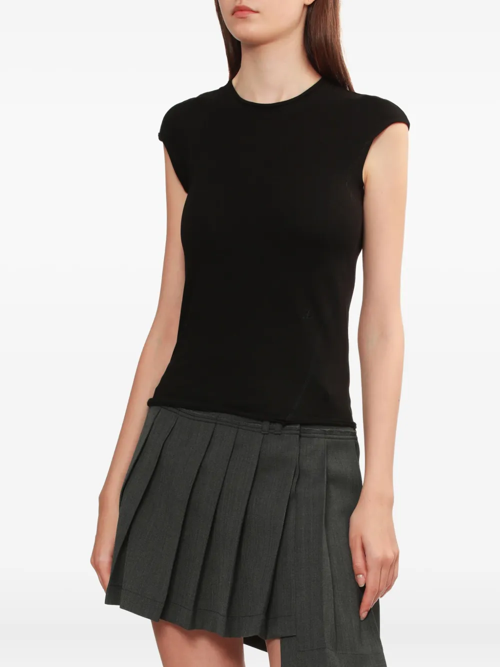 Helmut Lang Asymmetrical-seams Cotton-blend Vest In Black
