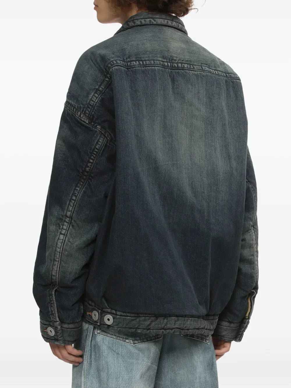 Miharayasuhiro Button-fastening Padded Denim Jacket In Blue