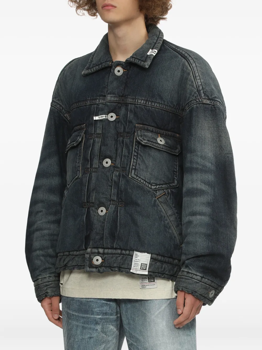 Miharayasuhiro Button-fastening Padded Denim Jacket In Blue