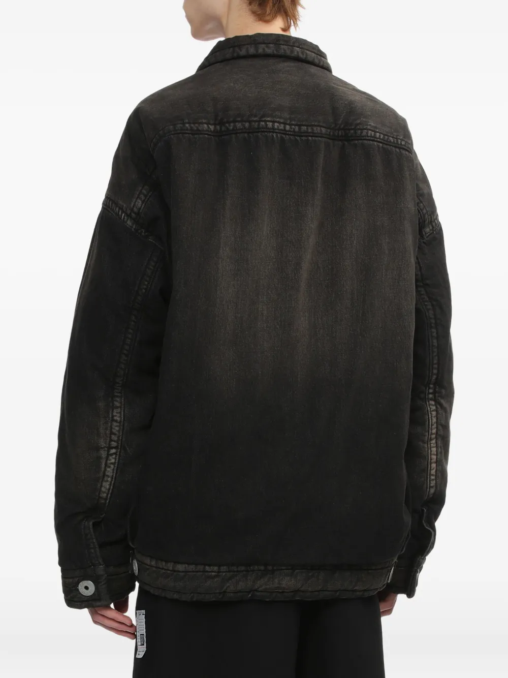 Miharayasuhiro Button-fastening Padded Denim Jacket In Black