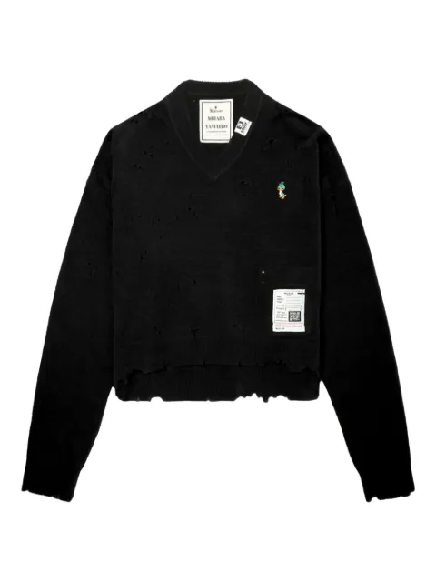 Maison MIHARA YASUHIRO frayed V-neck sweater