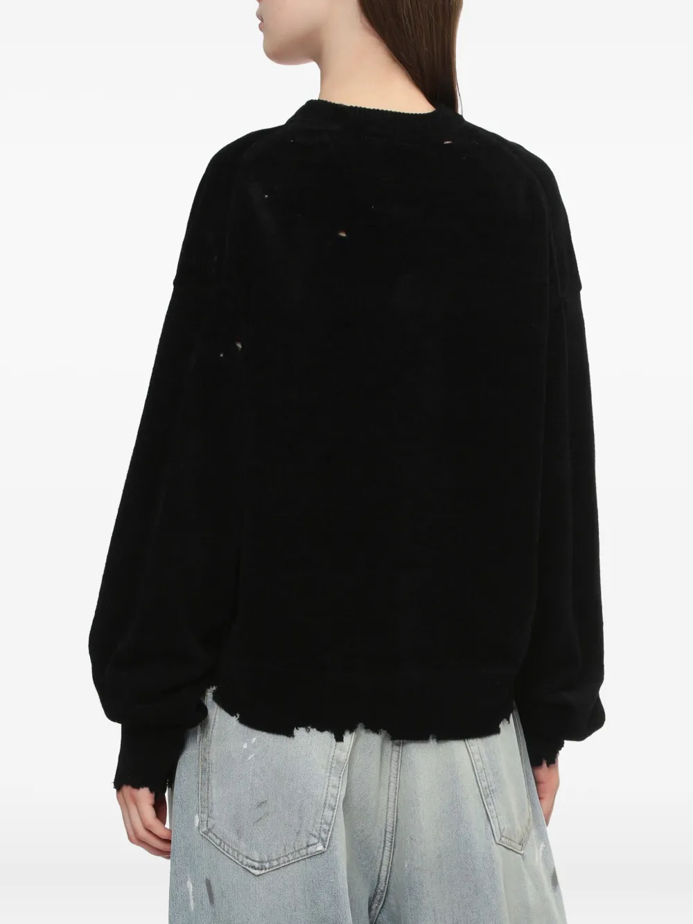 Miharayasuhiro Frayed V-neck Sweater In Black