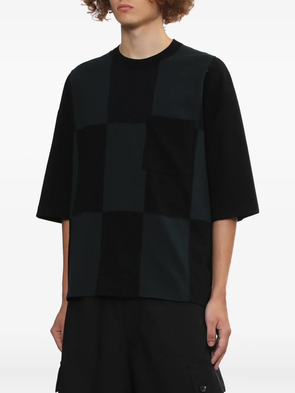 Comme Des Garçons Homme Deux Check-pattern Patch-pocket T-shirt In Blue