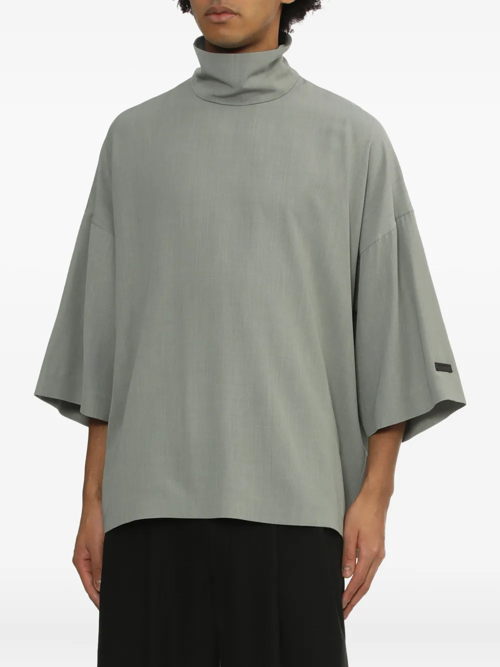 Fear Of God High-neck Short-sleeve T-shirt In Blue
