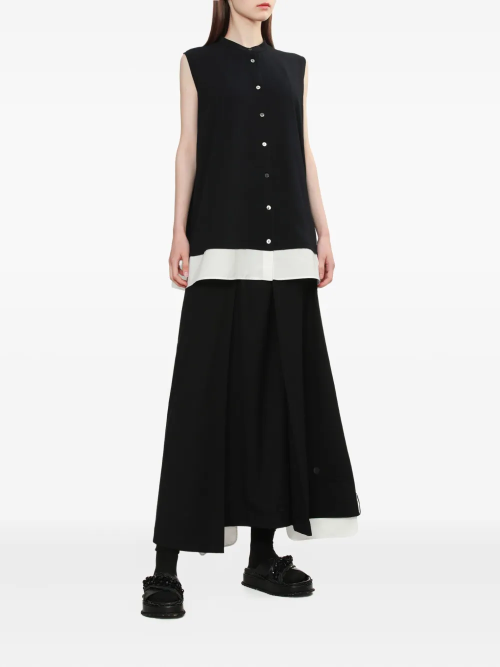 Enföld button-front sleeveless shirt - Blauw