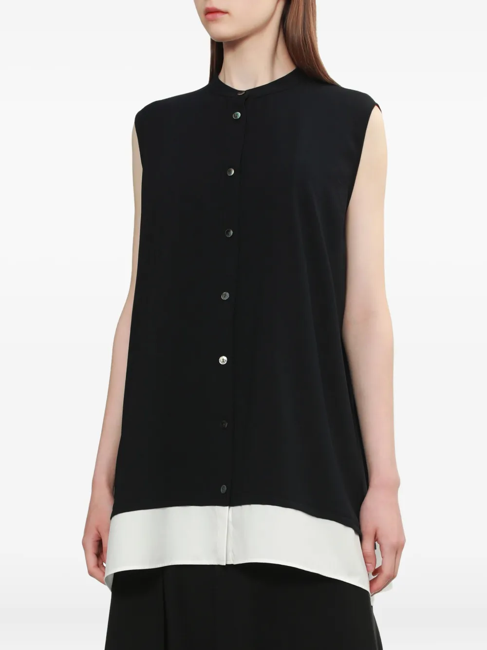 Enföld Button-front Sleeveless Shirt In Black
