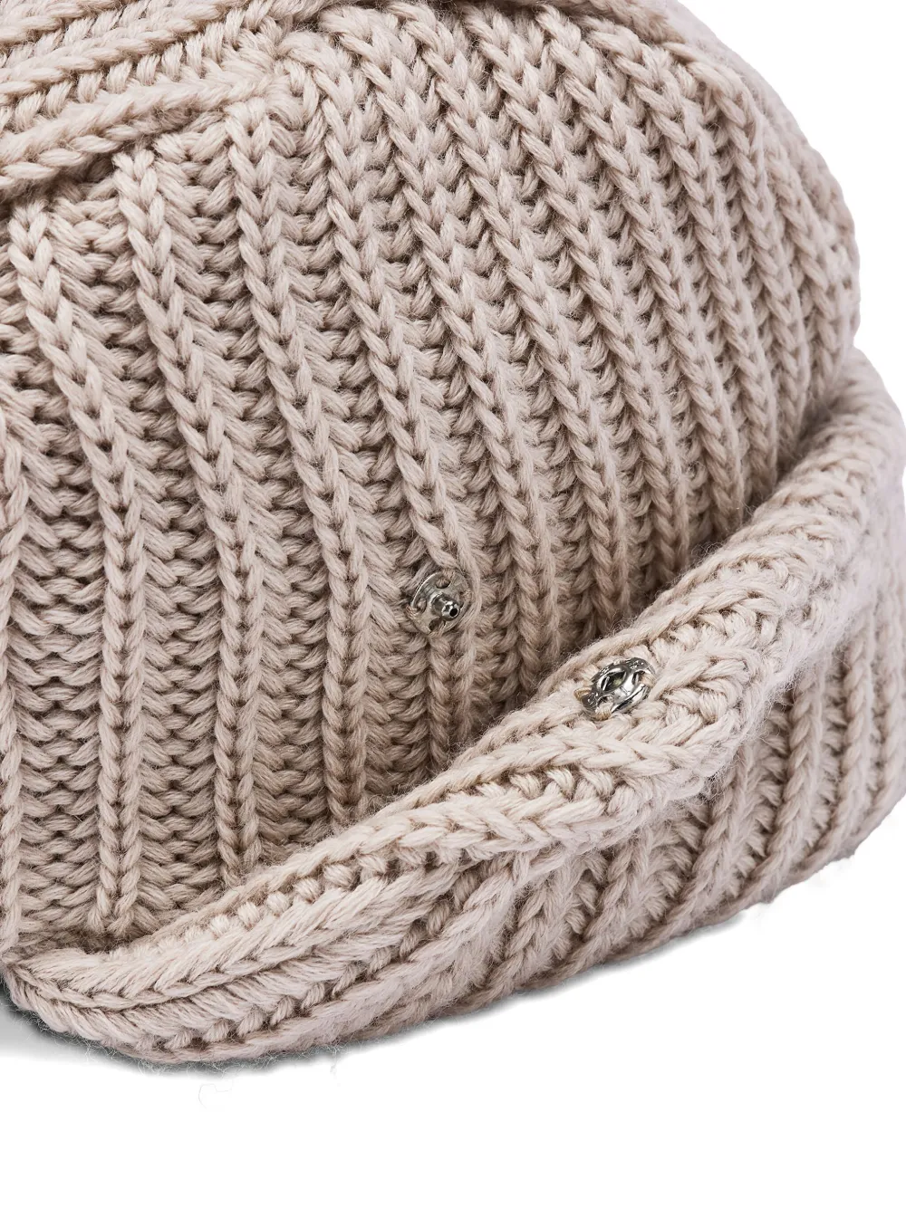 Needles Geribbelde pet met geborduurd logo Beige