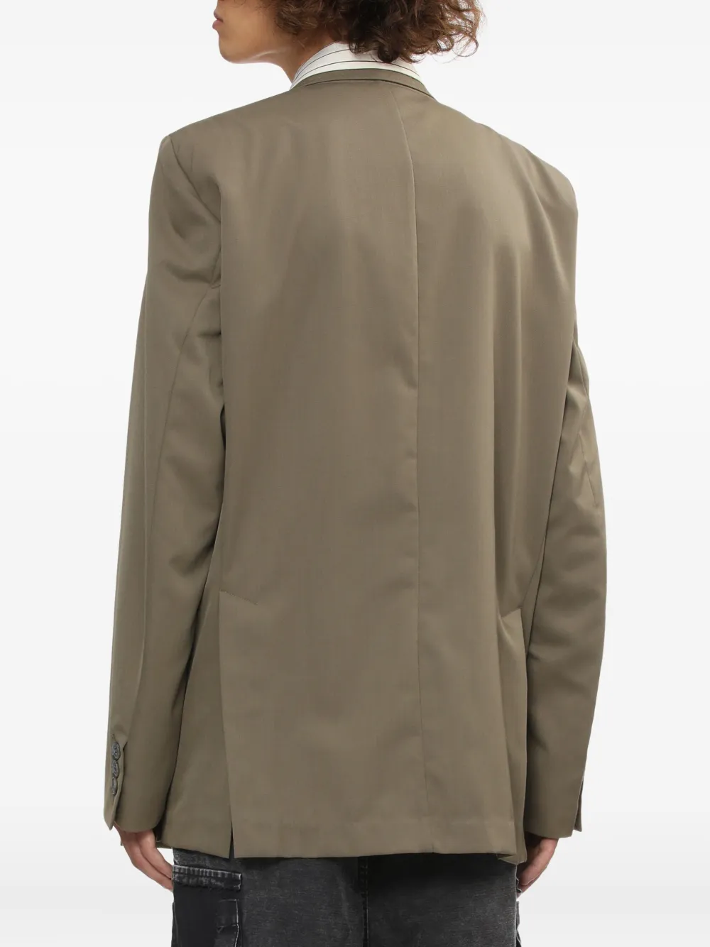Miharayasuhiro Mix Layered Wool Gabardine Blazer Green In Green