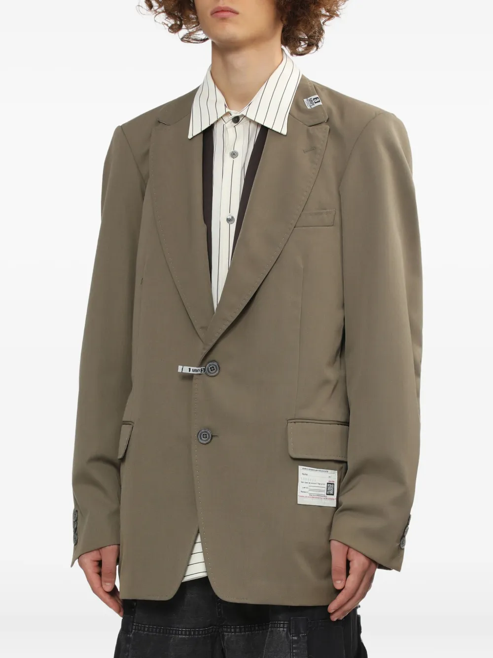 Miharayasuhiro Mix Layered Wool Gabardine Blazer Green In Green