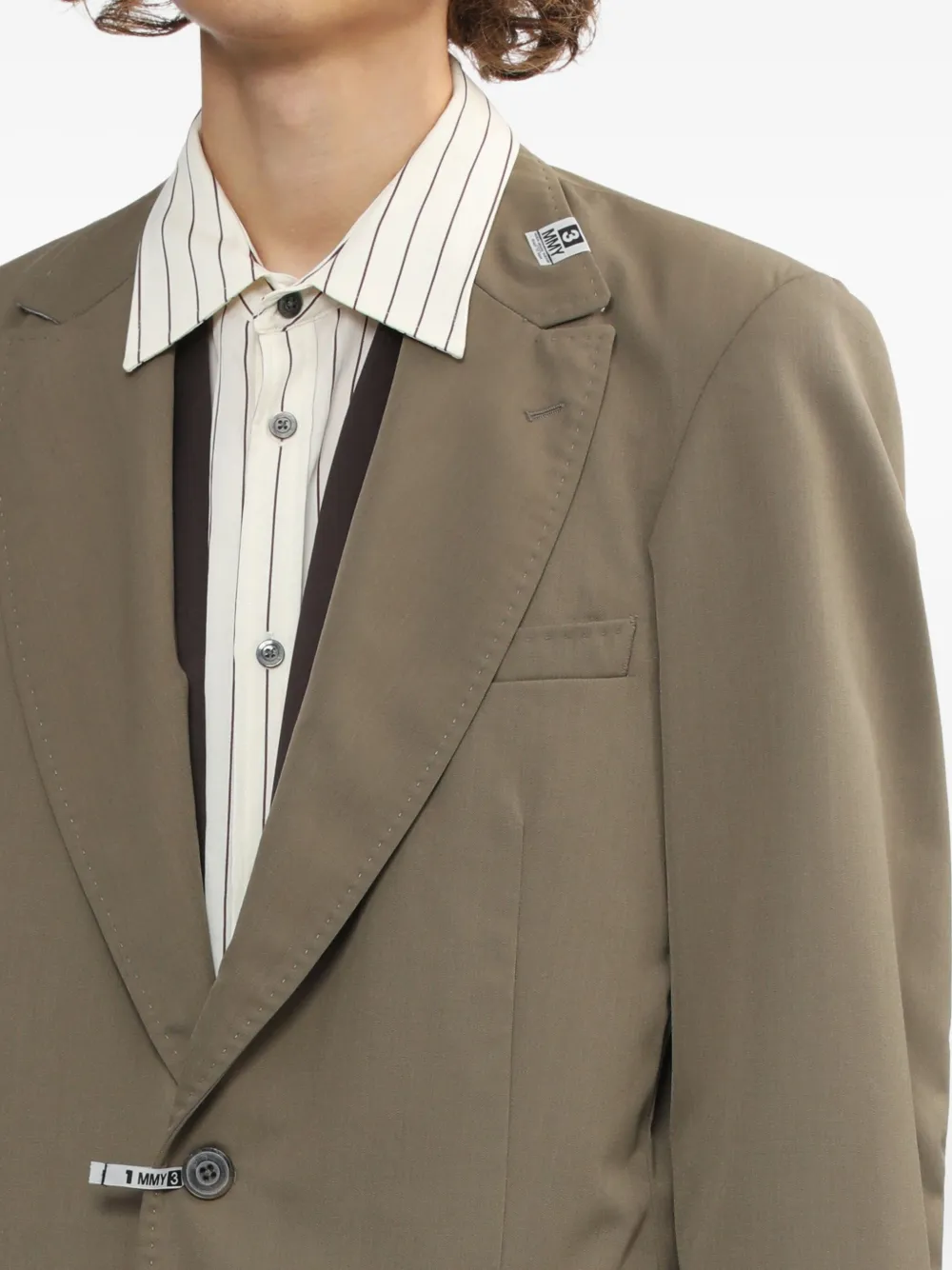 Miharayasuhiro Mix Layered Wool Gabardine Blazer Green In Green