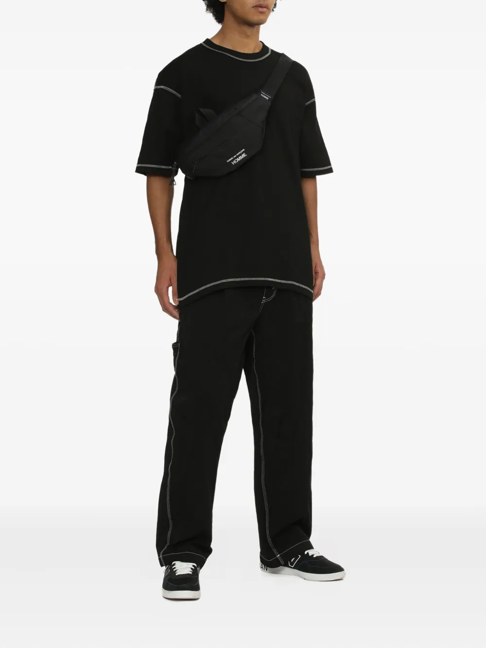 Comme des Garçons Homme T-shirt met contrasterend stiksel - Zwart