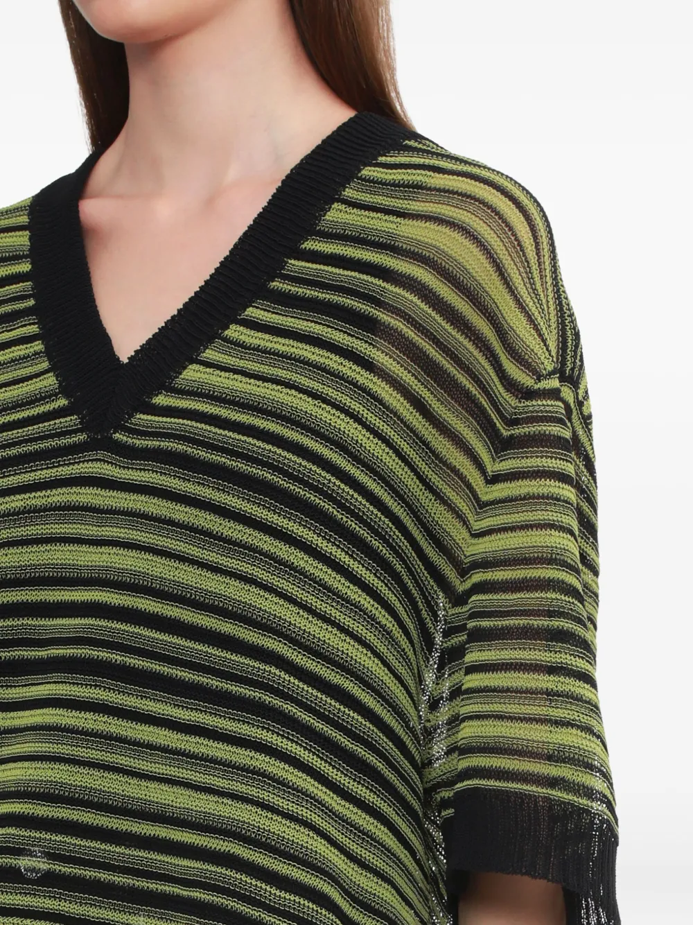 GANNI T-shirt met V-hals Zwart