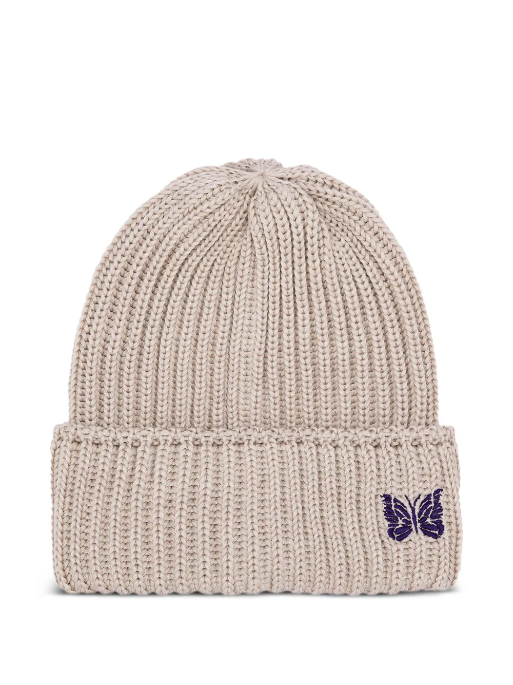 Needles rib-knit embroidered-butterfly beanie | Neutrals | Image 1