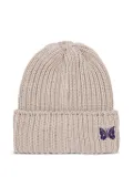 Needles rib-knit embroidered-butterfly beanie - Neutrals