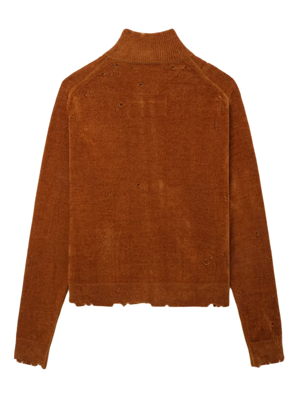 Miharayasuhiro Distressed Zip-up Cardigan In Brown