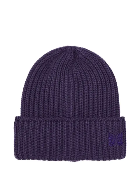 Needles logo-embroidered ribbed beanie hat