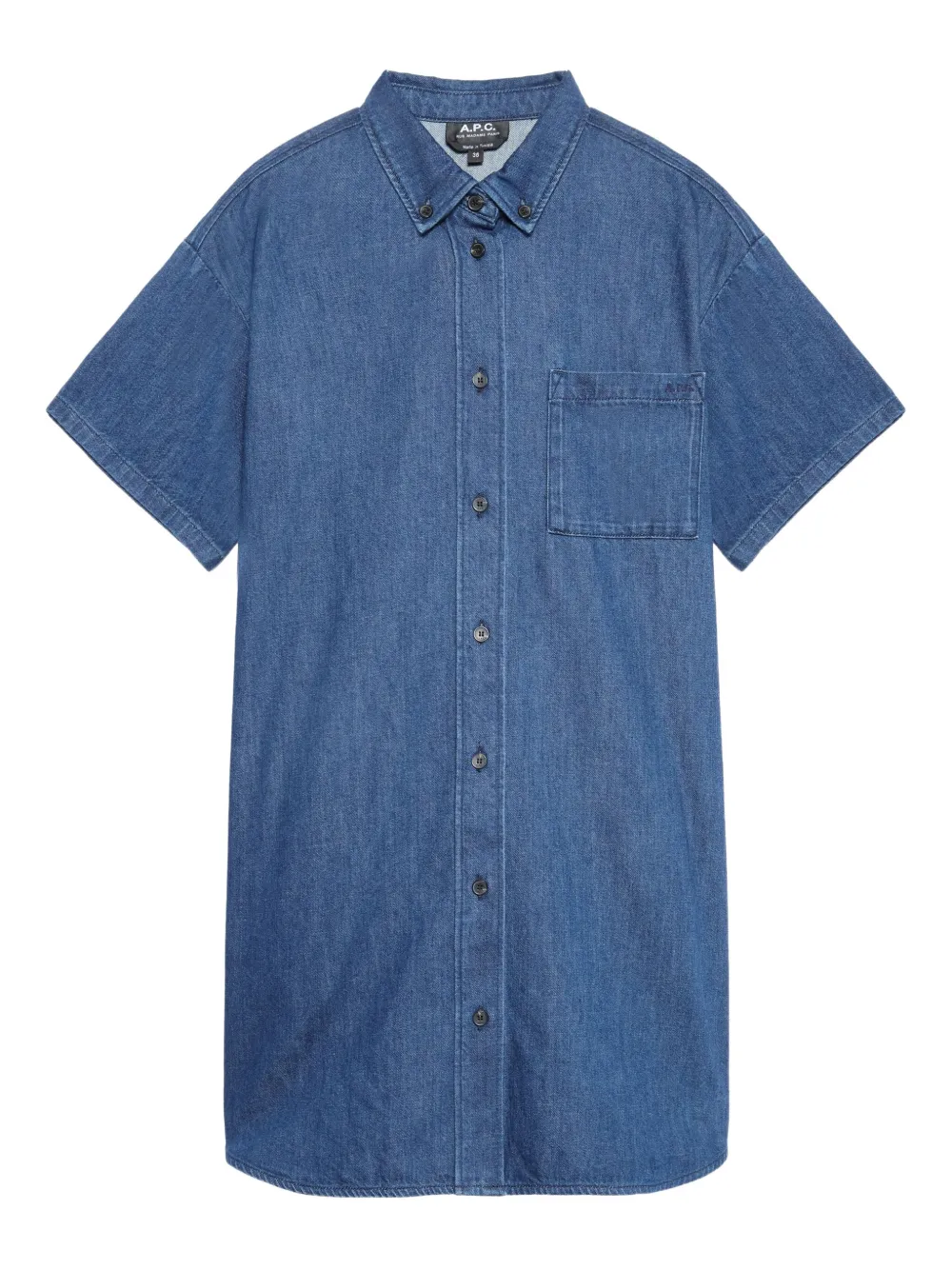 A.P.C. short-sleeve denim shirt dress - ブルー A.P.C. short-sleeve denim shirt dress - ブルー