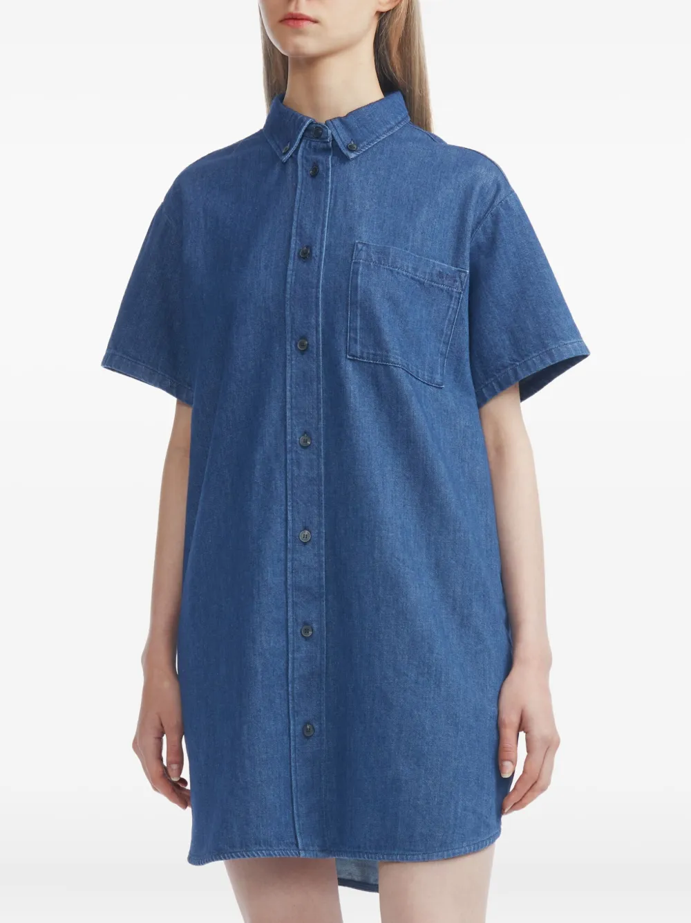 A.P.C. short-sleeve denim shirt dress - Blauw