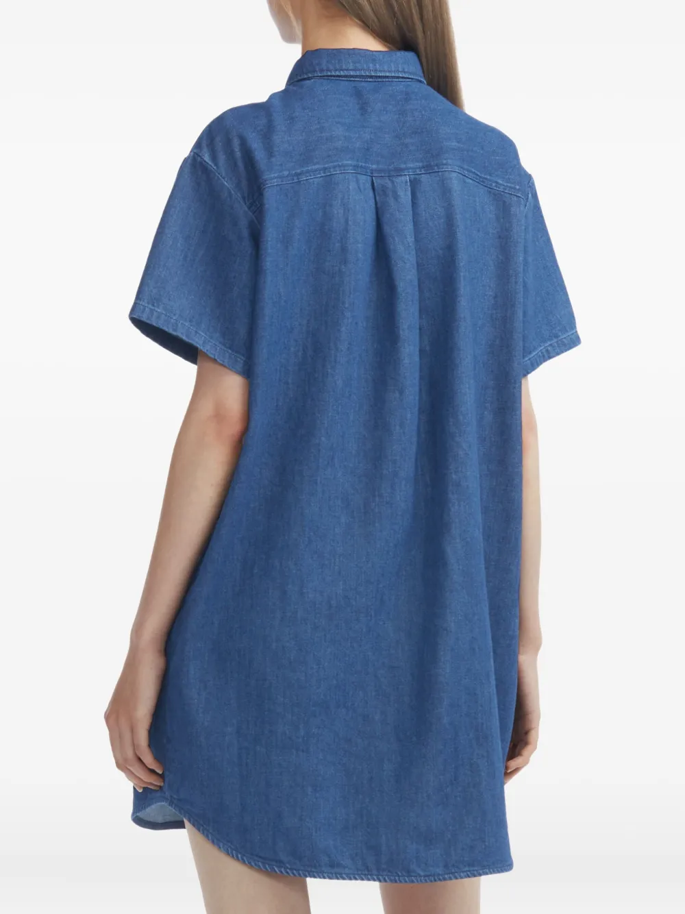 Apc Short-sleeve Denim Shirt Dress In Blue
