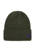 Needles ribbed-knit butterfly-embroidered beanie - Green